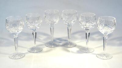 A set of six Waterford Crystal hock glasses