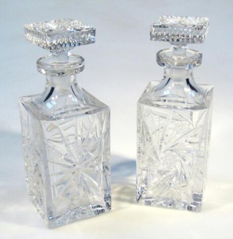 A pair of crystal lead glass decanters