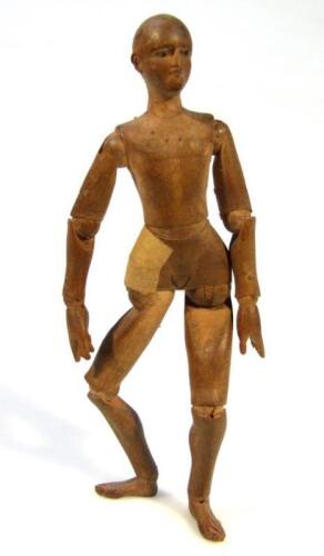 A 19thC articulated wooden mannequin