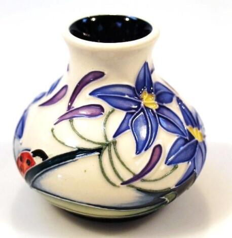 A Moorcroft Fly Away Home Series Cornflower and Ladybird squat vase