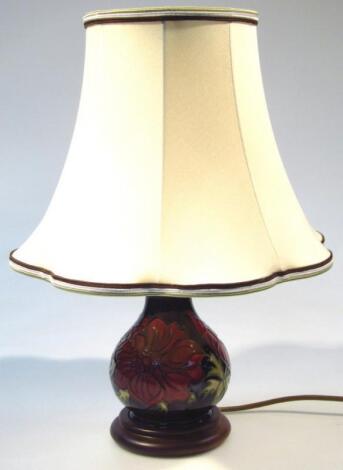 A Moorcroft Anemone pattern lamp