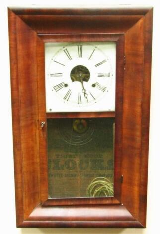 A late 19thC American walnut cased wall clock