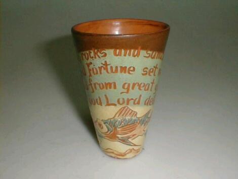 A Brannam terracotta beaker