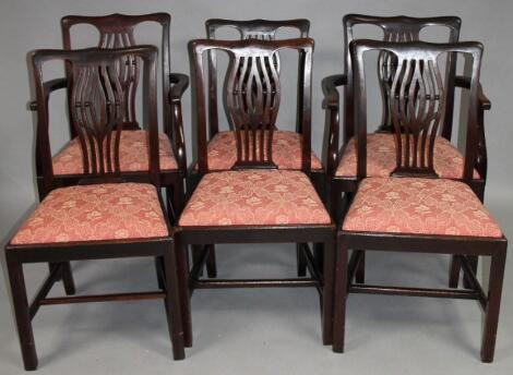 A set of six Edwardian mahogany dining chairs