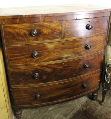 An early 19thC mahogany bow front chest