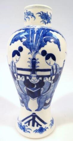 A Chinese Qing period blue and white vase