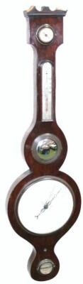 A 19thC mahogany cased five dial banjo barometer