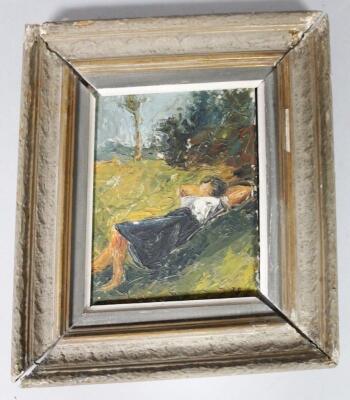 J G (19thC). Recumbent lady in a naturalistic setting - 2