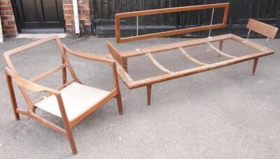 An F F retro design teak finish lounge suite