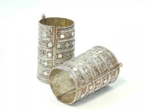 A pair of Somali or Ethiopian white metal cuffs