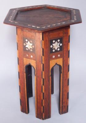 An Indian hardwood and mother of pearl occasional table