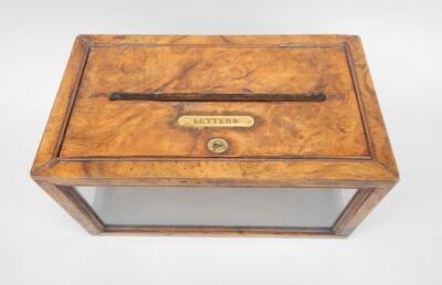 A 19thC burr walnut letter box - 2