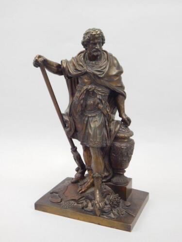 A 19thC Continental bronze figure of a Roman soldier