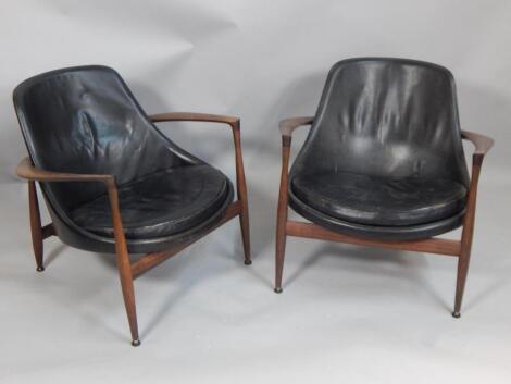 A pair of 1960s Danish rosewood open armchairs