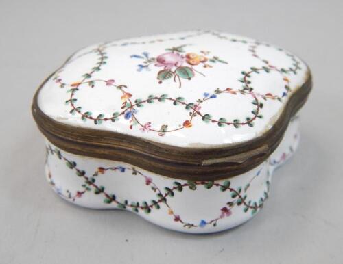 A 19thC enamelled patchbox