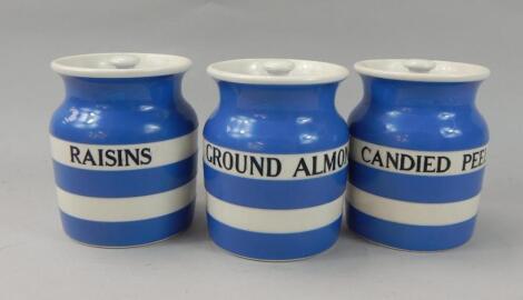 Various T.G. Green Cornish ware blue and white storage jars