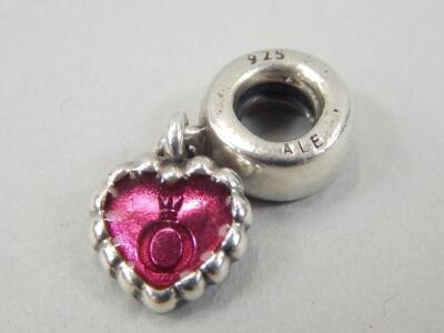 A Pandora pink heart charm