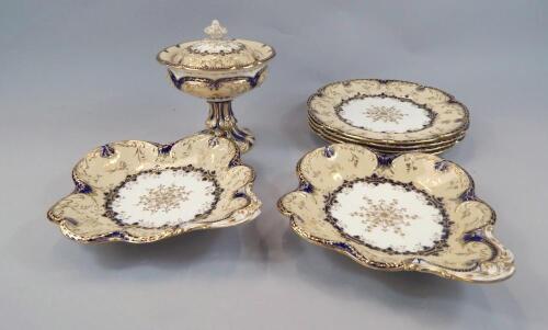 A 19thC porcelain part dessert service