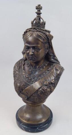 A modern hollow spelter bust of Queen Victoria