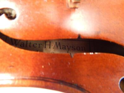 A late 19thC Violin by Walter H Mayson of Manchester - 7