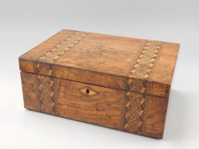 A 19thC walnut and marquetry Tunbridge style writing slope