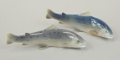 Two Royal Copenhagen figures of salmon