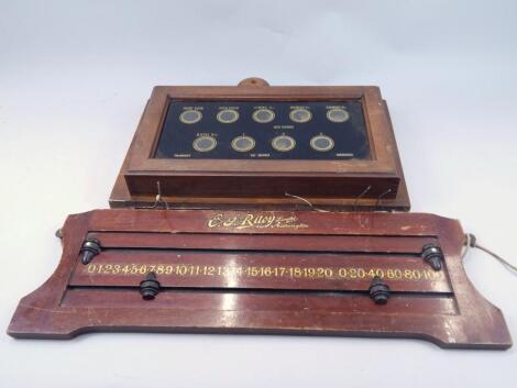 A stained hardwood snooker scoreboard by A J Reily