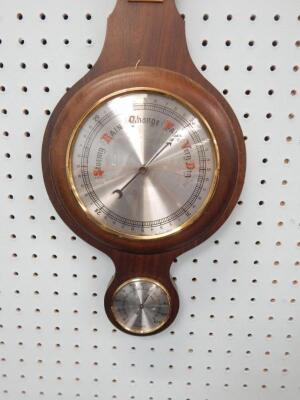 A modern mahogany finish two dial barometer - 2