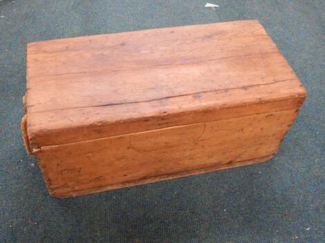 A late 19thC / early 20thC stripped pine tool chest