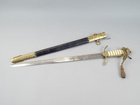 A reproduction of a late 19thC / early 20thC Naval Officer's short sword