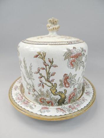 A Victorian pottery cheese dome and base