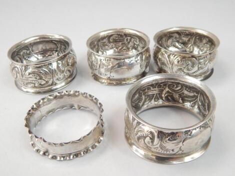 Various silver napkin rings