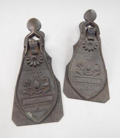 Two Victorian metal letter clips