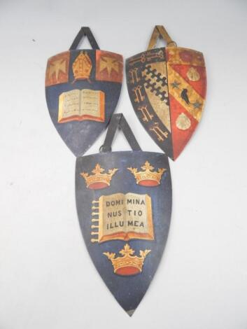 Three late 19thC / early 20thC painted tin shields