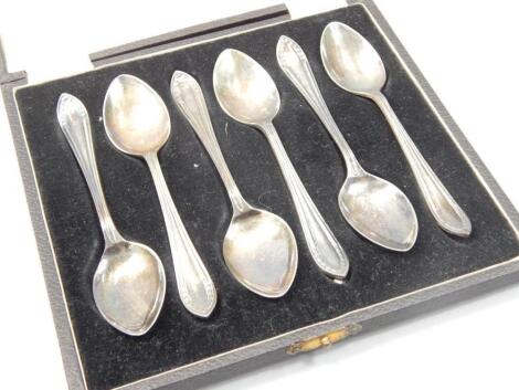 A set of six silver teaspoons