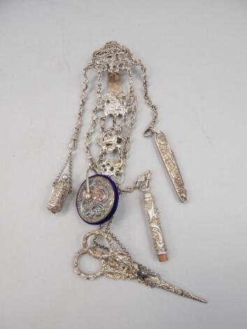 A Victorian silver chatelaine