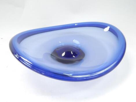 A Holmgaard blue glass dish