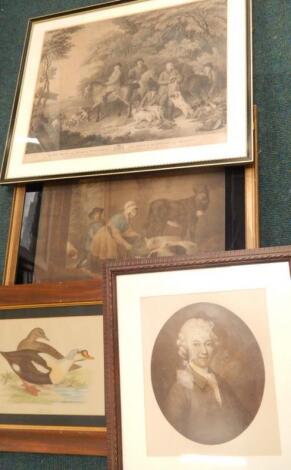 After George Morland. The Cottager's Wealth and three other prints (4)