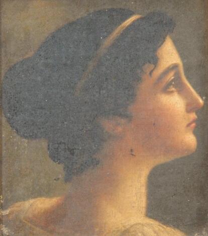 19thC English School. Head and shoulder profile portrait of a young woman in the classical romantic