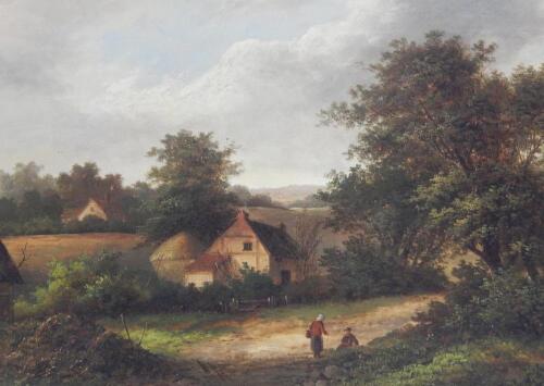 W. Yates (19thC/20thC). Figure in country landscape