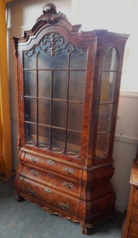 A 20thC Dutch walnut display cabinet