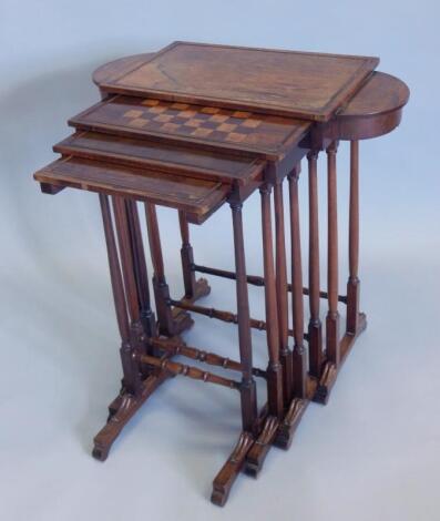 A nest of four William IV rosewood tables