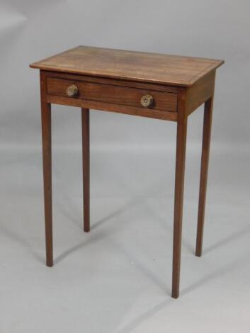 An early 19thC mahogany and ebony strung side table