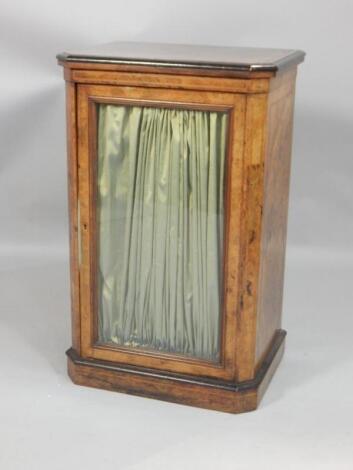 A Victorian figured walnut and ebonised side cabinet