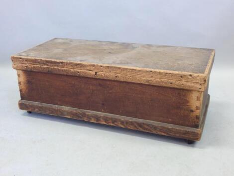 A 19thC low pine blanket or tool chest