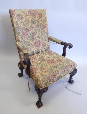 A late 19th-early 20thC mahogany open armchair