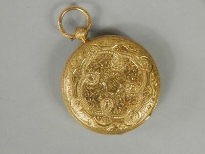 A late 19th/early 20thC 18carat gold fob watch - 2