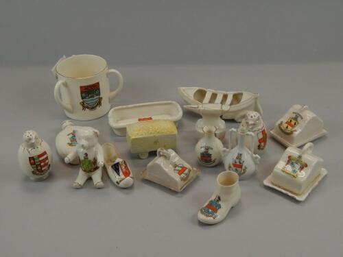 A quantity of crested ware relating to Lincolnshire and other counties