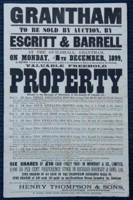 A late 19thC Lincolnshire related property auction poster