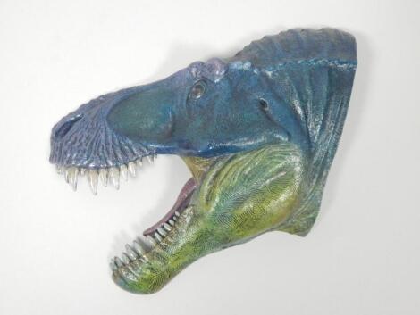 A modern cold painted metal Tyrannosaurus Rex plaque